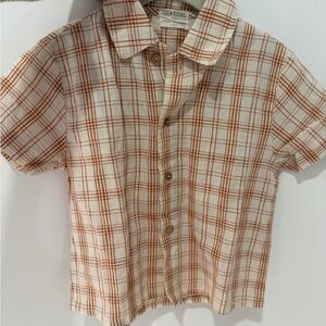 Kids Plaid Button-Down Shirt in brown  and Cream